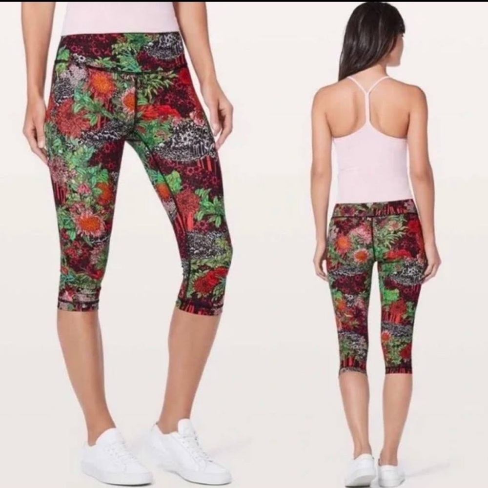 Lululemon NEW Wunder Under Hi-Rise Floral Tight 17" Zen Garden Crop Legging Pant